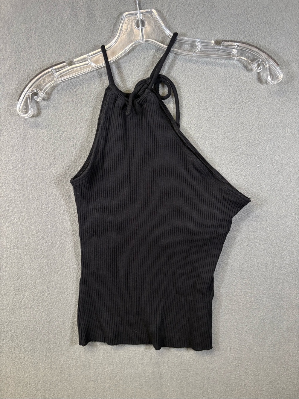 The Range Black Ribbed Knit Halter Neck Top Size Small